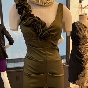 Xscape Olive One Shoulder Dress